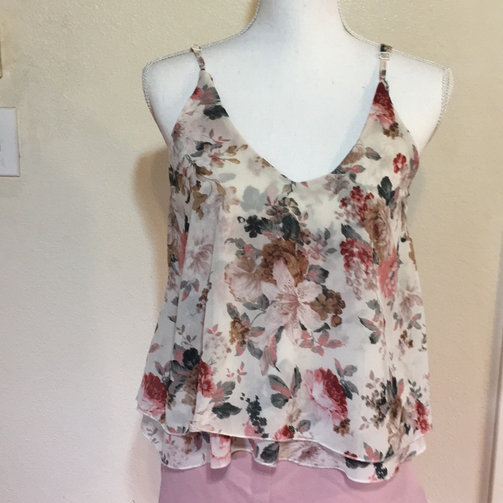 Layered floral chiffon top